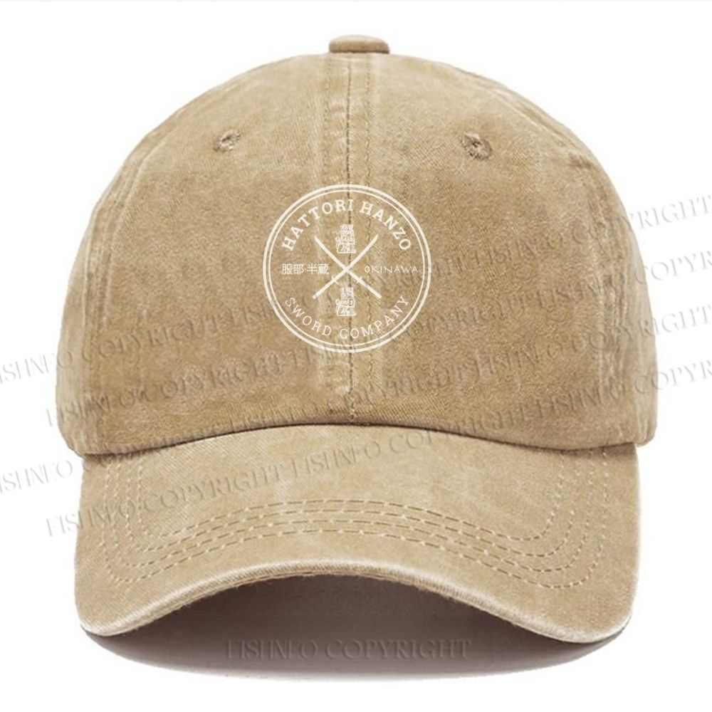Unisex Hattori Hanzo Komainu Okinawa Sword Company Japanese Style Vintage Casual Washed Cap