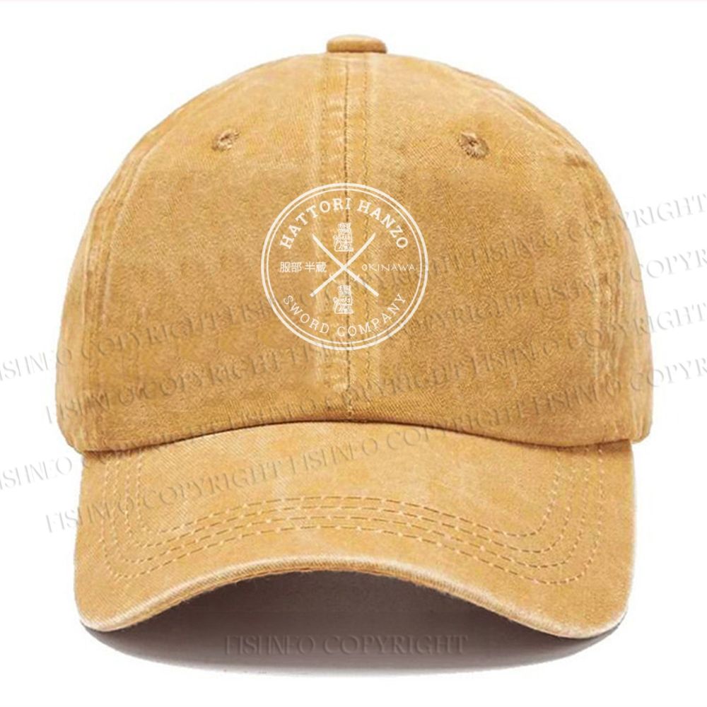 Unisex Hattori Hanzo Komainu Okinawa Sword Company Japanese Style Vintage Casual Washed Cap