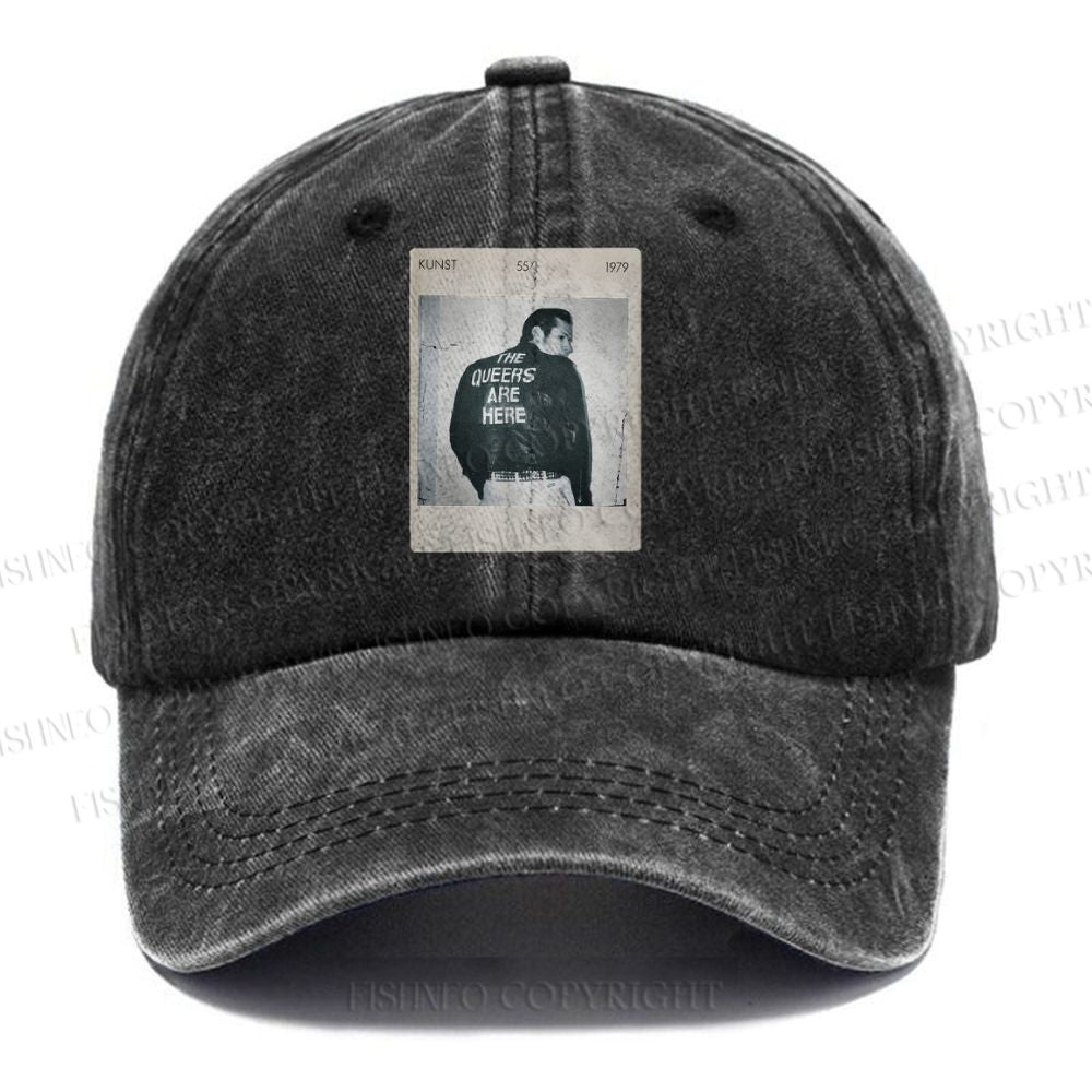 Unisex Pride Polaroid The Queers Are Here Vintage Casual Washed Cap