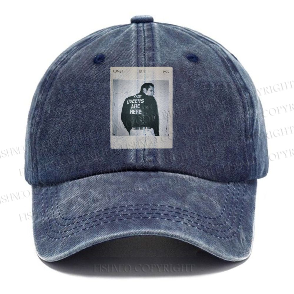 Unisex Pride Polaroid The Queers Are Here Vintage Casual Washed Cap