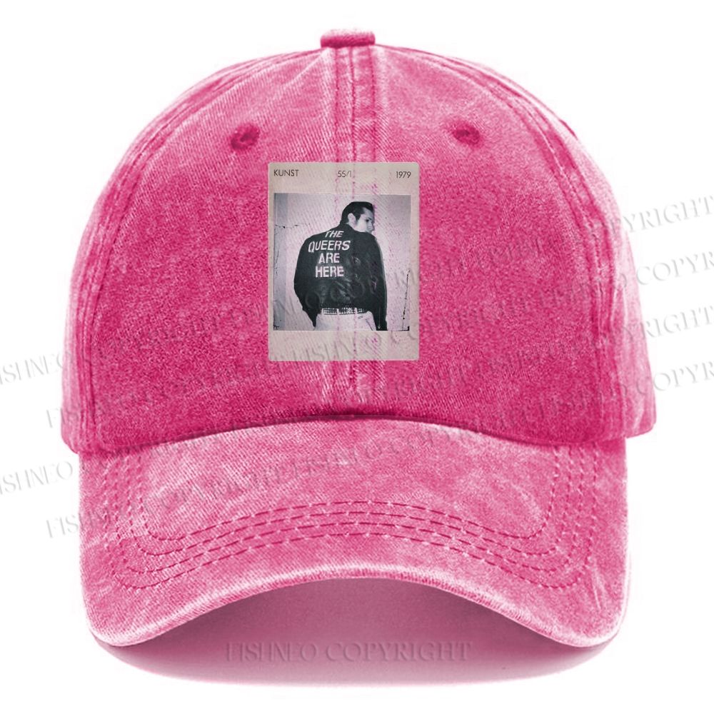 Unisex Pride Polaroid The Queers Are Here Vintage Casual Washed Cap