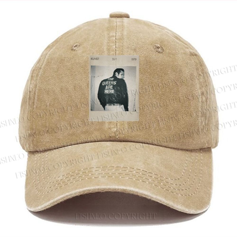 Unisex Pride Polaroid The Queers Are Here Vintage Casual Washed Cap
