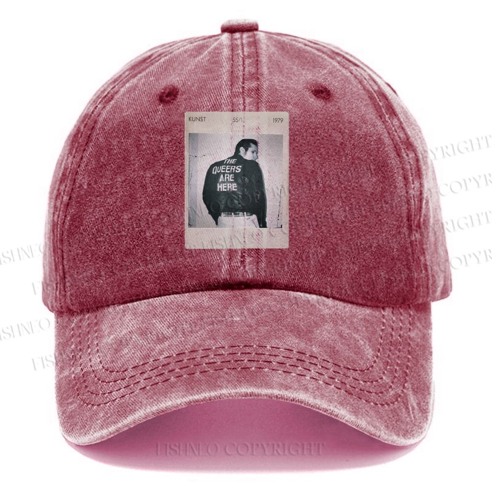 Unisex Pride Polaroid The Queers Are Here Vintage Casual Washed Cap