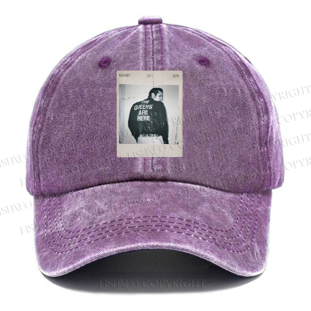 Unisex Pride Polaroid The Queers Are Here Vintage Casual Washed Cap