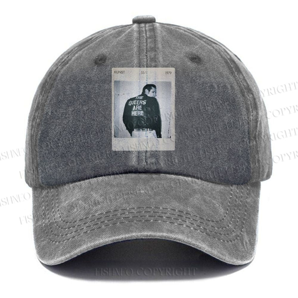 Unisex Pride Polaroid The Queers Are Here Vintage Casual Washed Cap
