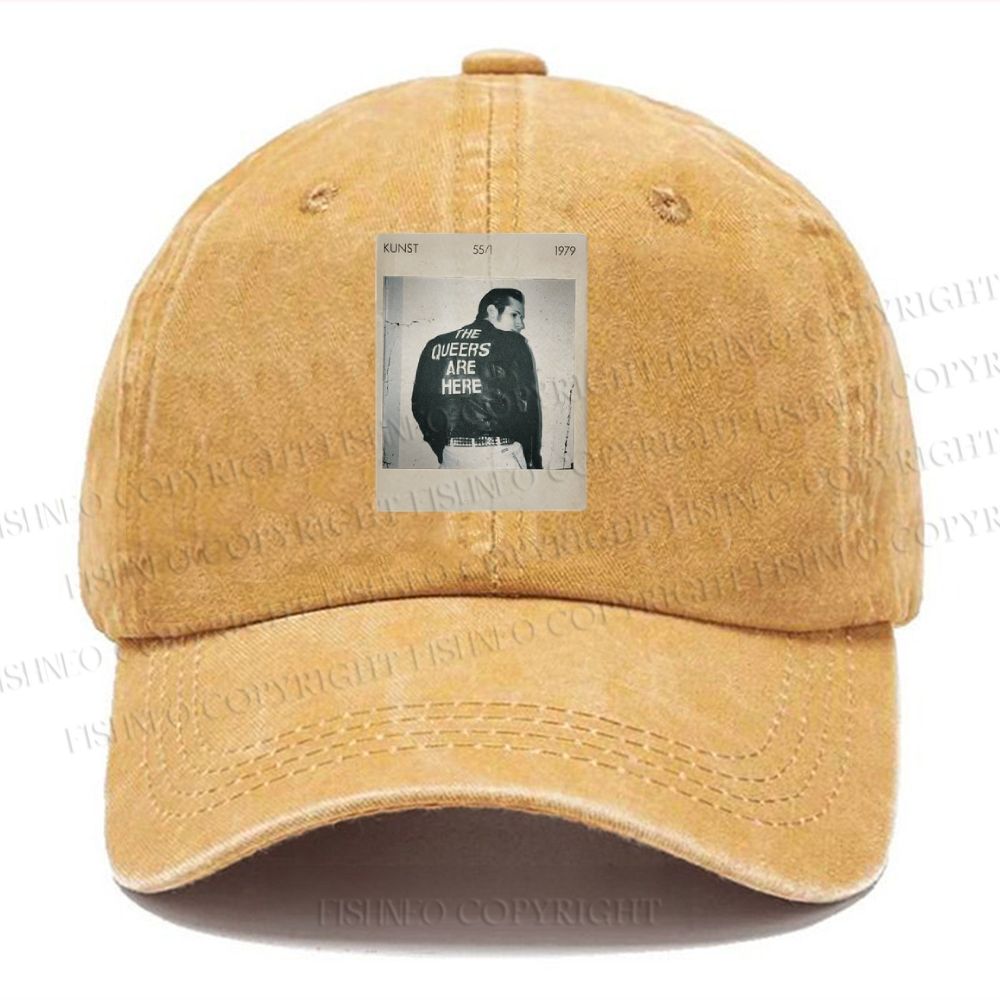 Unisex Pride Polaroid The Queers Are Here Vintage Casual Washed Cap