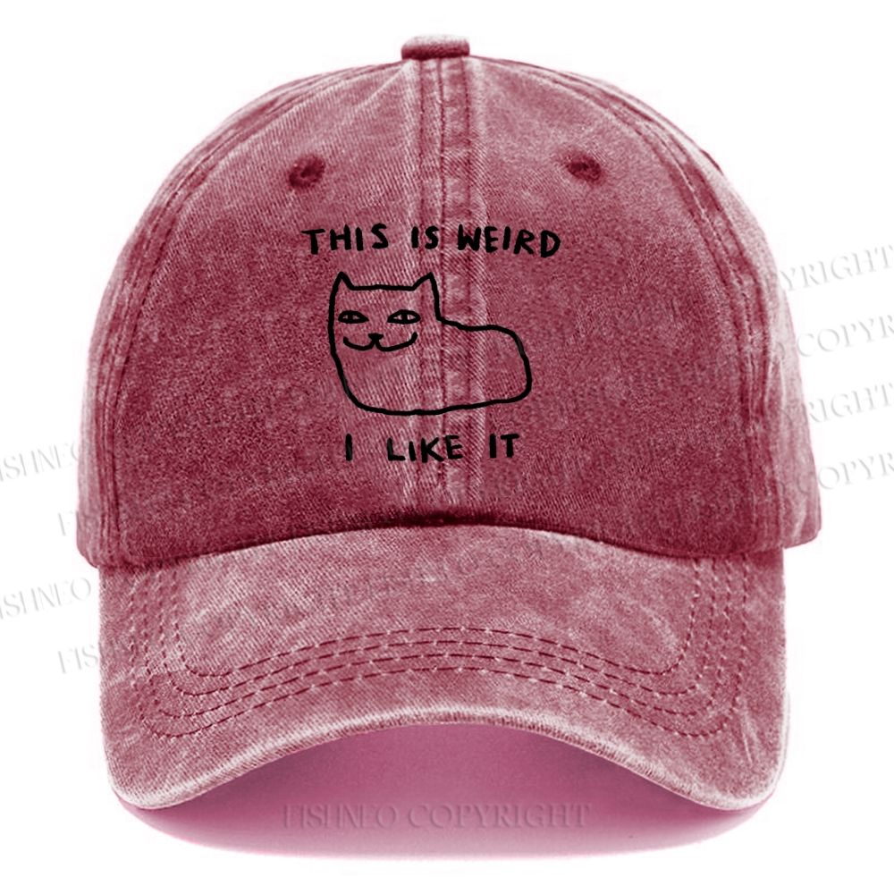 Unisex Silly Cat This Is Weird I Like It Vintage Casual Washed Cap