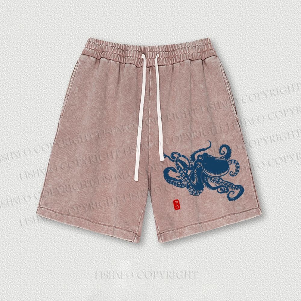 Octopus Japanese Style Washed Vintage Shorts