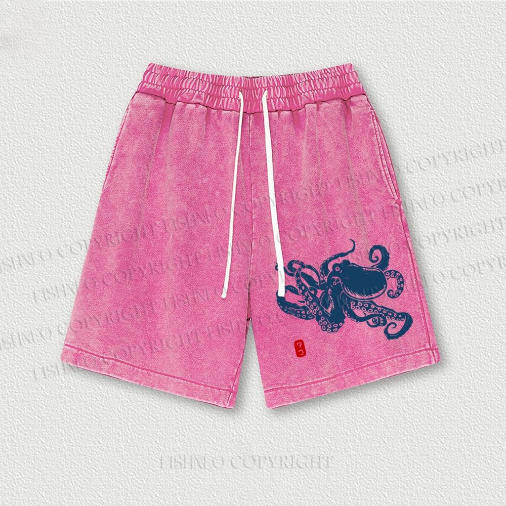 Octopus Japanese Style Washed Vintage Shorts