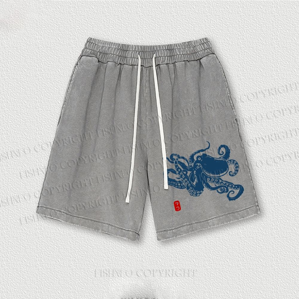Octopus Japanese Style Washed Vintage Shorts