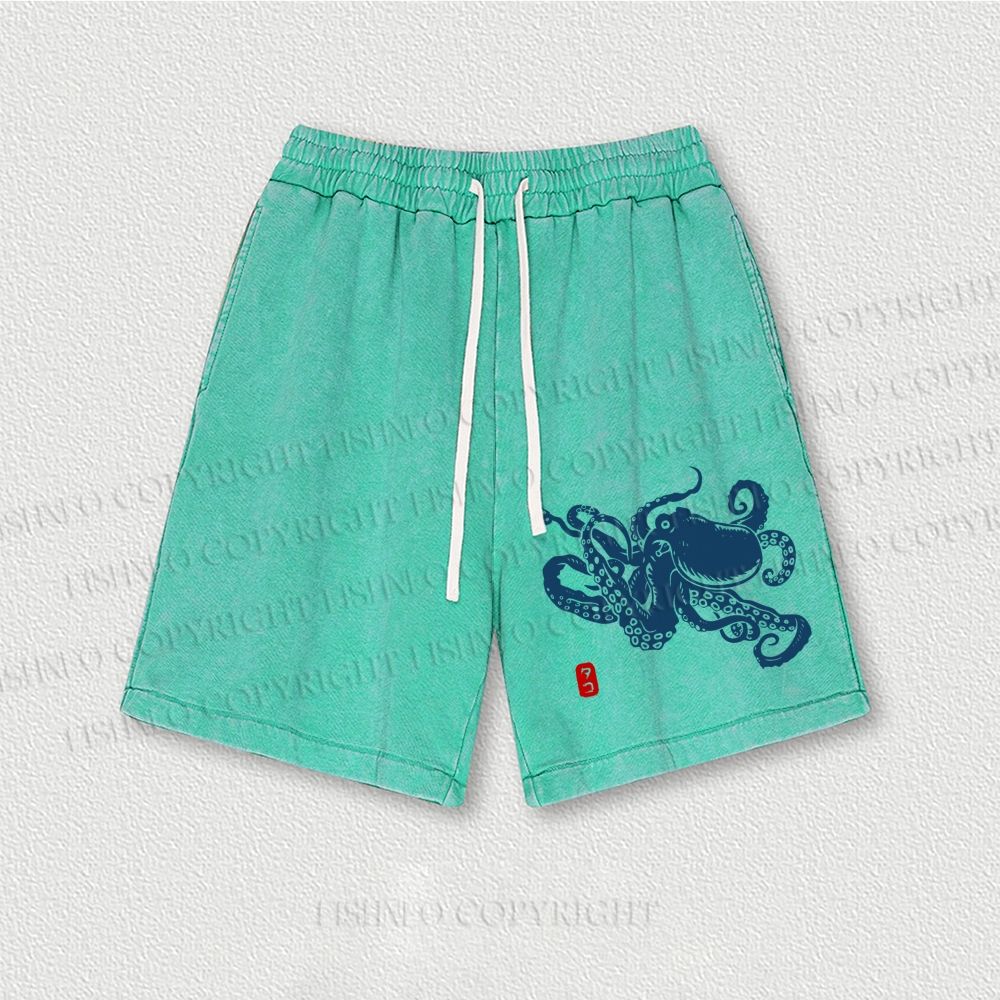 Octopus Japanese Style Washed Vintage Shorts