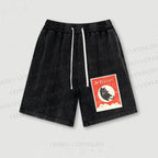 Cute Black Cat Japanese Washed Vintage Shorts
