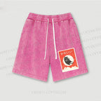 Cute Black Cat Japanese Washed Vintage Shorts