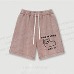 Silly Cat This Is Weird I Like It Washed Vintage Shorts