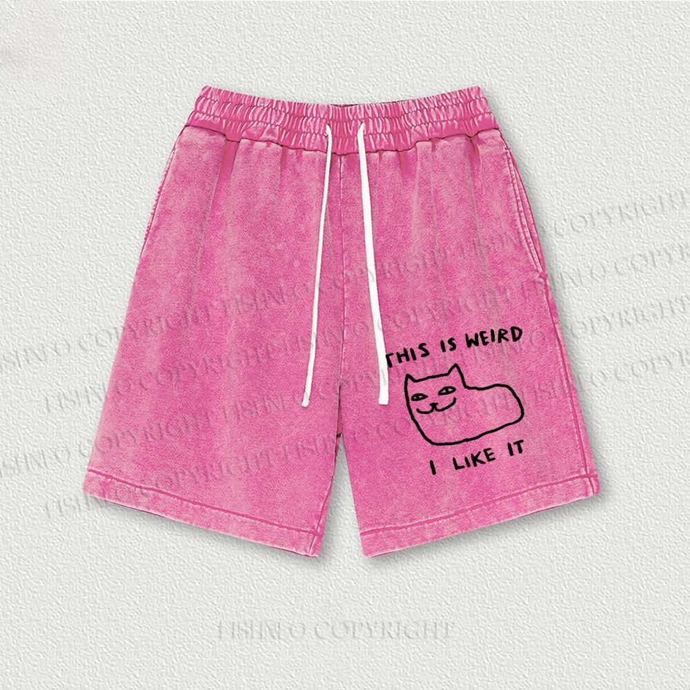 Silly Cat This Is Weird I Like It Washed Vintage Shorts