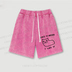 Silly Cat This Is Weird I Like It Washed Vintage Shorts