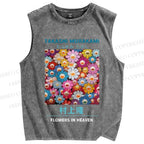Unisex Vintage Flower TM Printed Washed Tank Top