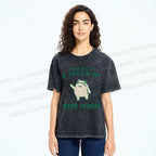 Unisex Frog Printed Washed Tee