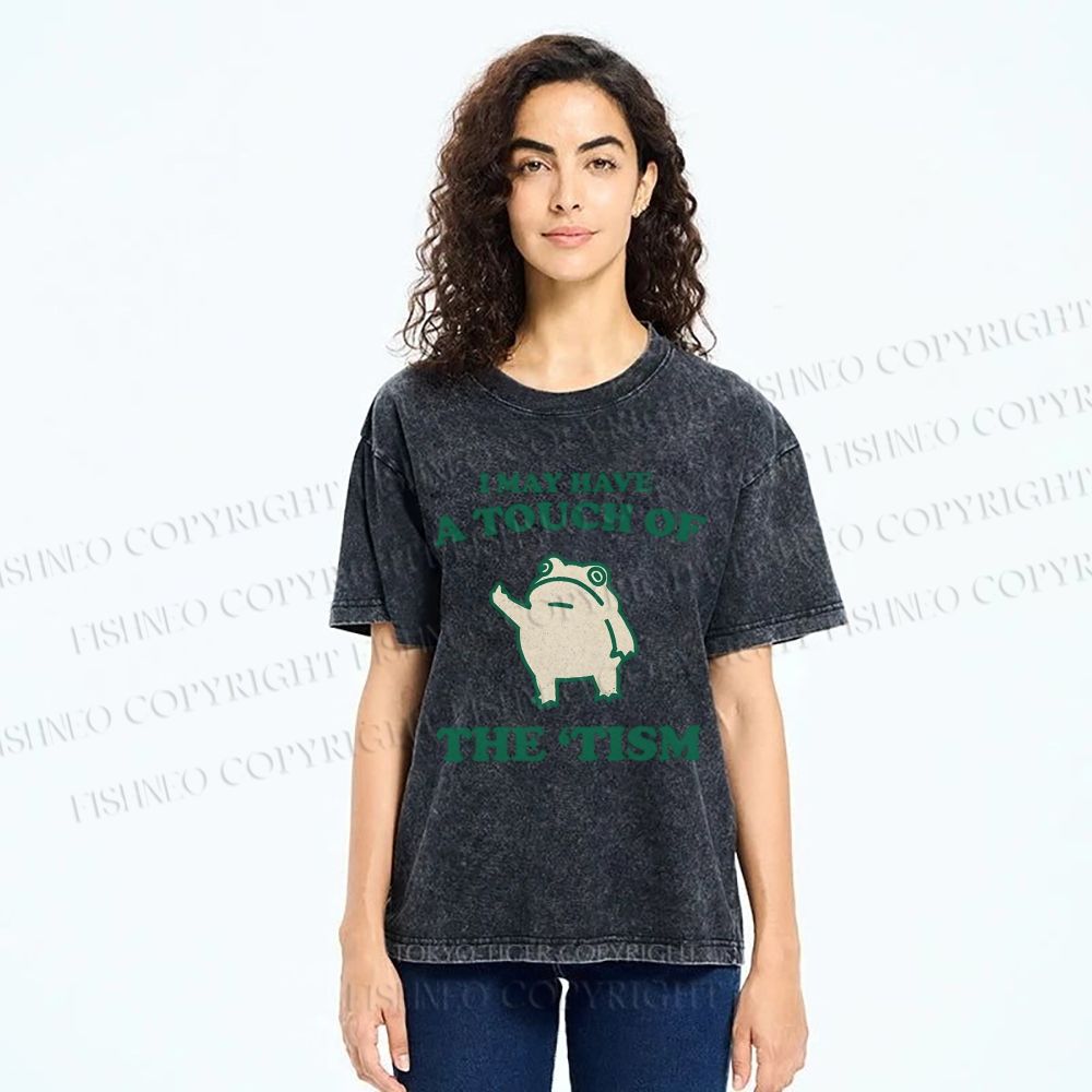 Unisex Frog Printed Washed Tee
