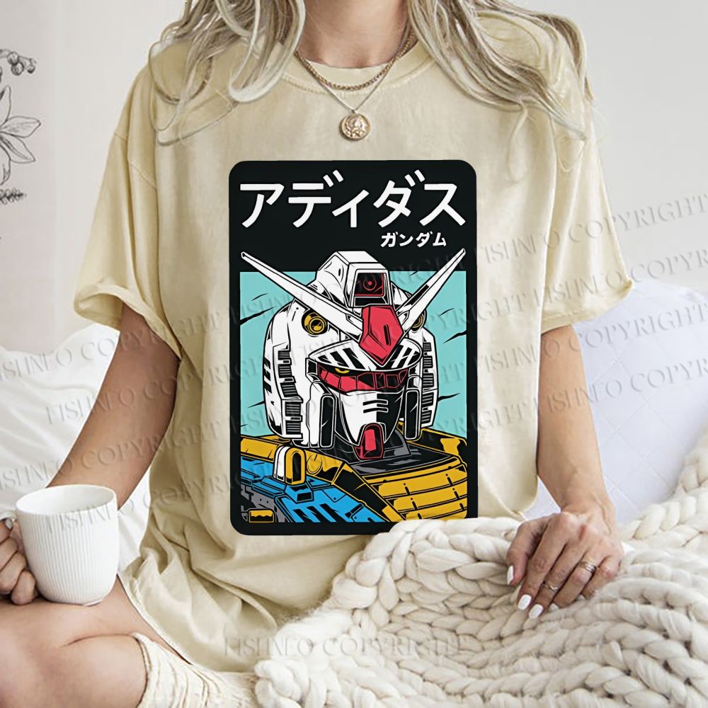 Unisex Gundam RX Printed Washed Tee