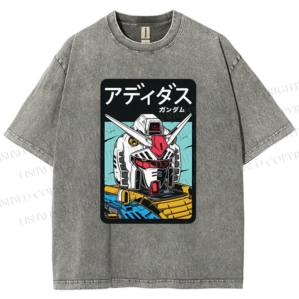 Unisex Gundam RX Printed Washed Tee