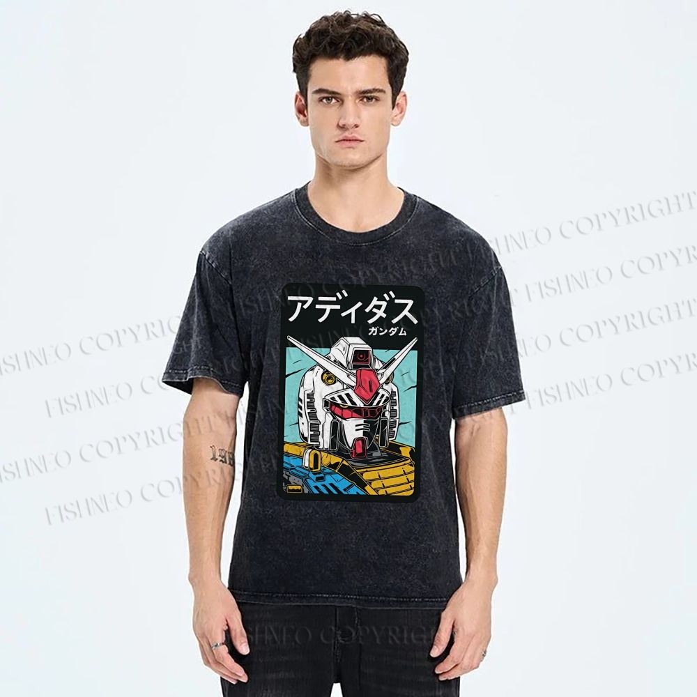 Unisex Gundam RX Printed Washed Tee