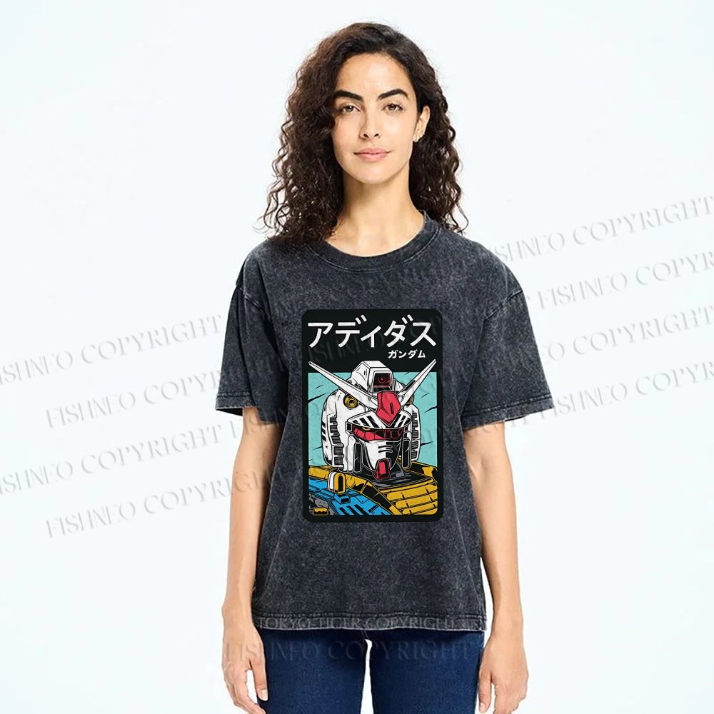 Unisex Gundam RX Printed Washed Tee