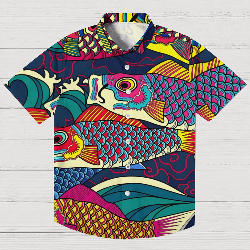 Colorful Japanese Koinobori Aloha Hawaiian Shirt