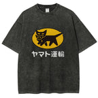 Yamato Transport TA-Q-BIN Cat Vintage Wash Japanese Design T-Shirt