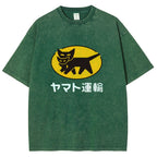 Yamato Transport TA-Q-BIN Cat Vintage Wash Japanese Design T-Shirt