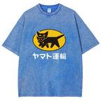 Yamato Transport TA-Q-BIN Cat Vintage Wash Japanese Design T-Shirt