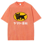 Yamato Transport TA-Q-BIN Cat Vintage Wash Japanese Design T-Shirt