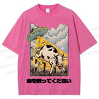 Unisex Silly Cow Japanese Printed Washed Tee
