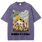 Unisex Silly Cow Japanese Printed Washed Tee