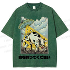 Unisex Silly Cow Japanese Printed Washed Tee