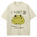 Unisex I want you Frog Printed Washed Tee