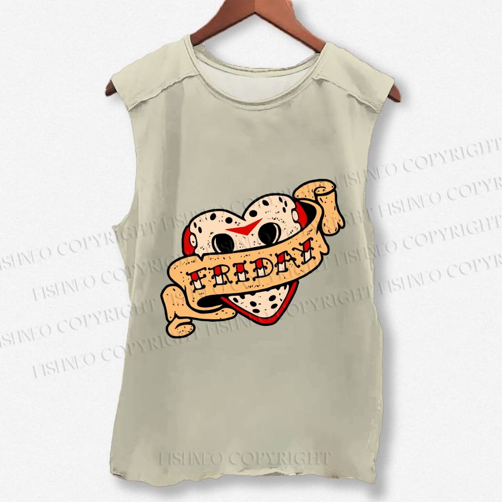 Unisex Friday the 13th Printed Washed Tank Top