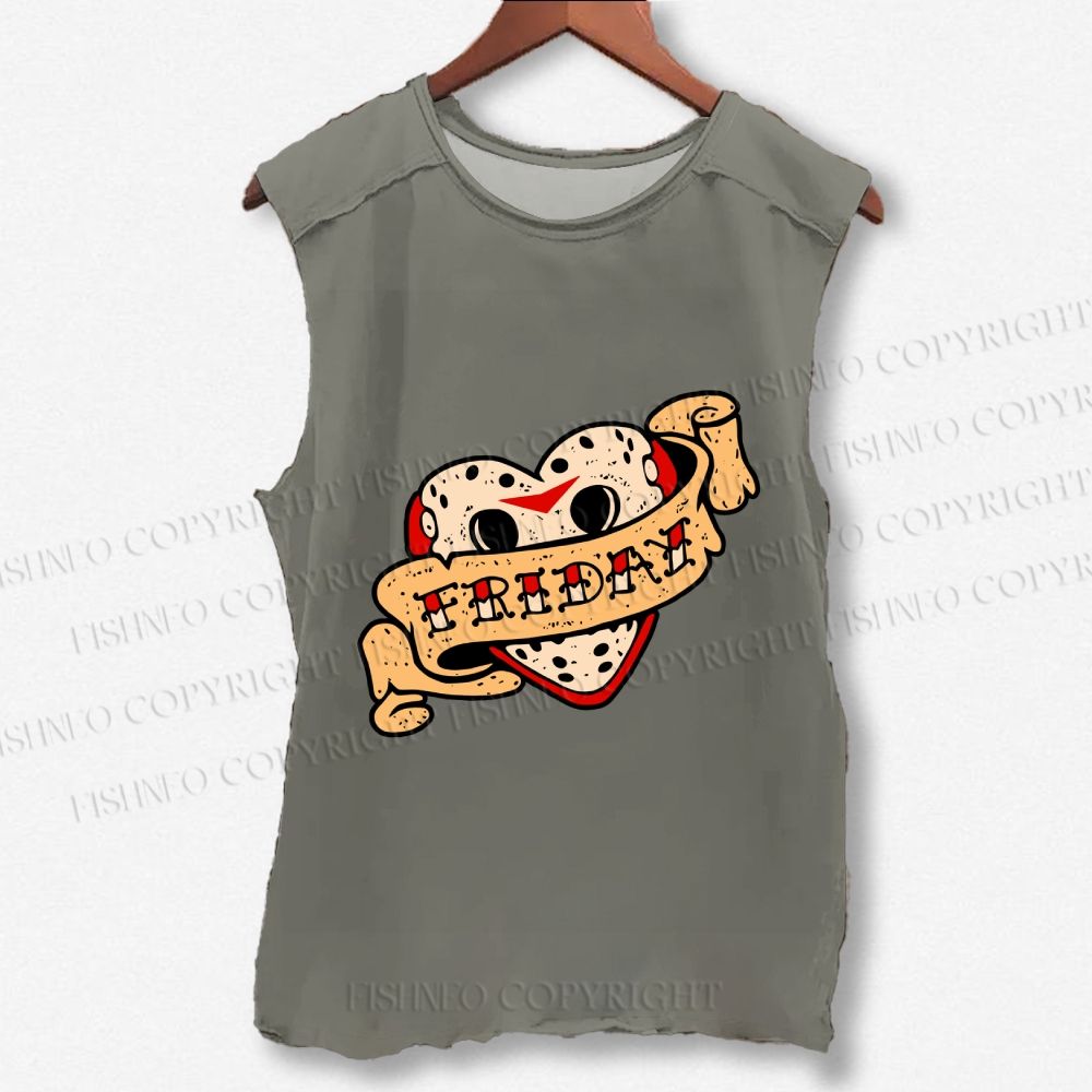 Unisex Friday the 13th Printed Washed Tank Top