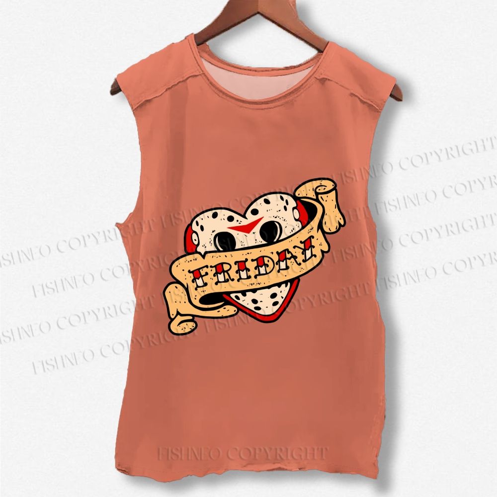 Unisex Friday the 13th Printed Washed Tank Top