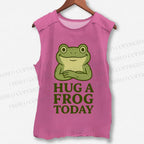 Unisex Hug A Frog Today Printed Washed Tank Top