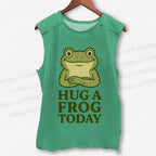 Unisex Hug A Frog Today Printed Washed Tank Top