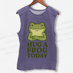 Unisex Hug A Frog Today Printed Washed Tank Top
