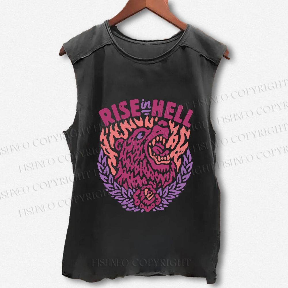 Unisex Rise In Hell Printed Washed Tank Top