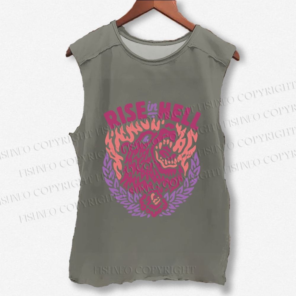 Unisex Rise In Hell Printed Washed Tank Top