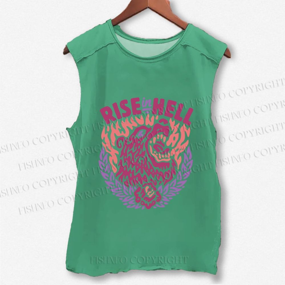 Unisex Rise In Hell Printed Washed Tank Top