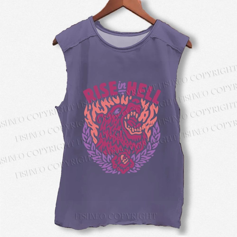 Unisex Rise In Hell Printed Washed Tank Top