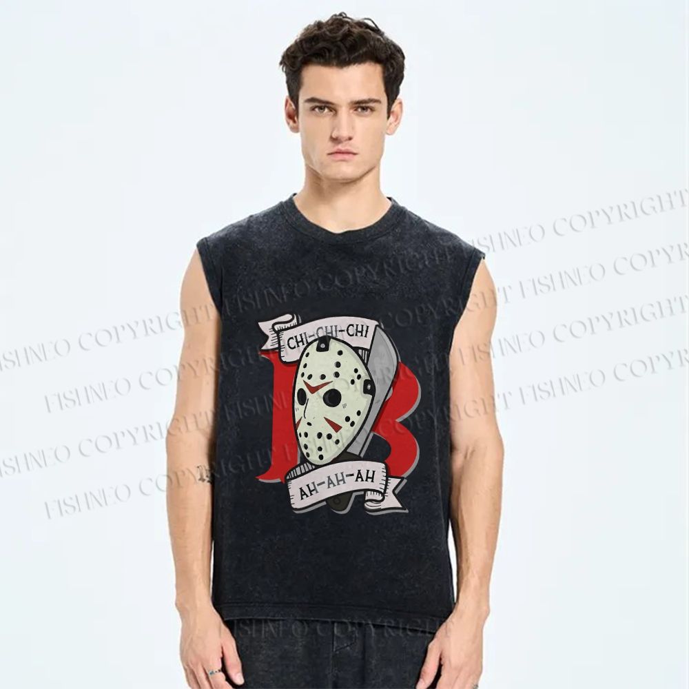 Unisex Friday the 13th Printed Washed Tank Top