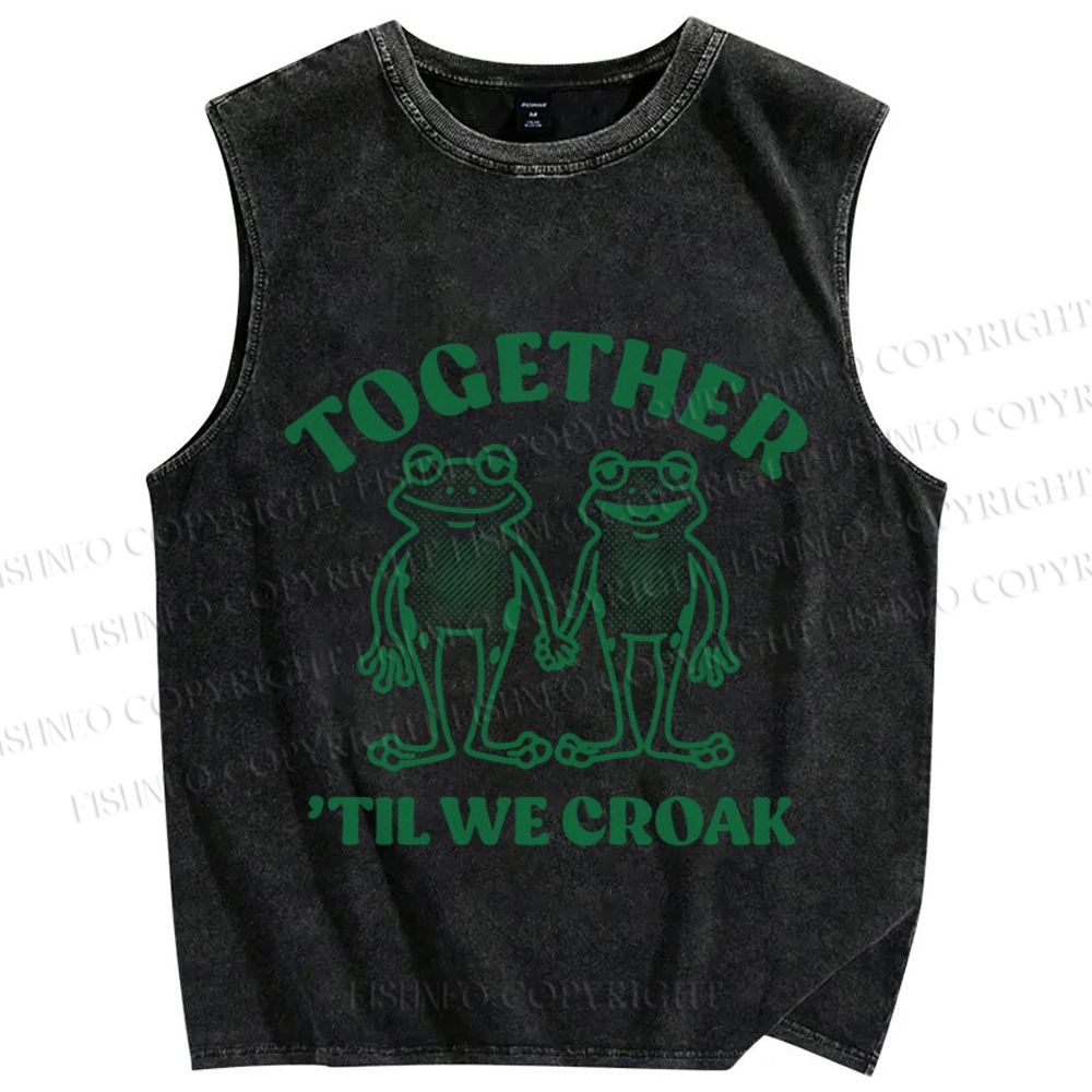 Unisex Frog Together Printed Washed Tank Top