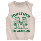 Unisex Frog Together Printed Washed Tank Top