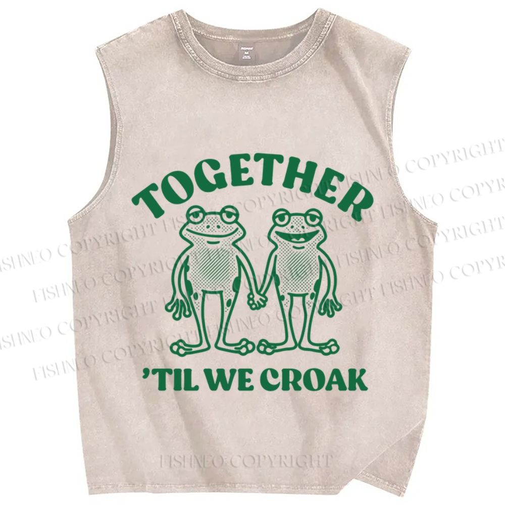 Unisex Frog Together Printed Washed Tank Top